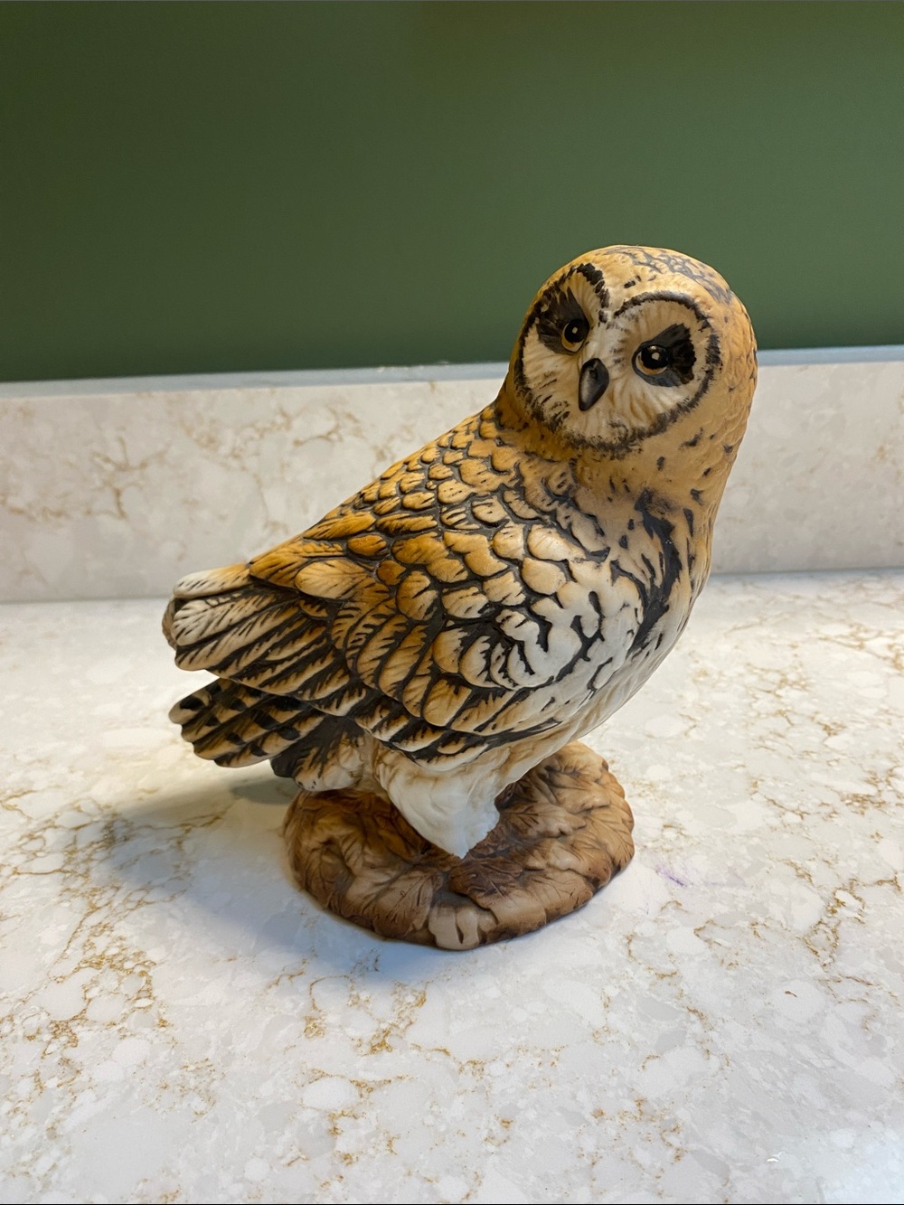 Vintage Home Interiors Ceramic Owl Figurine Rustic Cottagecore Decor